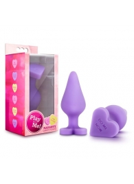 Фиолетовая анальная пробка Naughty Candy Heart Do Me Now - 8,9 см. - Blush Novelties - купить с доставкой в Люберцах