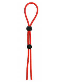 Красное лассо на пенис с двумя бусинами STRETCHY LASSO CAGE - Dream Toys - в Люберцах купить с доставкой
