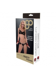 Красно-чёрные наручники на металлической цепочке - Blush Novelties - купить с доставкой в Люберцах