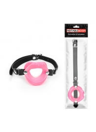 Розовый кляп-губки на черном ремешке - Notabu - купить с доставкой в Люберцах