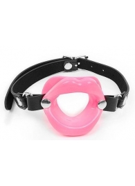 Розовый кляп-губки на черном ремешке - Notabu - купить с доставкой в Люберцах