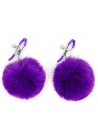 Зажимы для сосков с фиолетовым пушком - Notabu - купить с доставкой в Люберцах