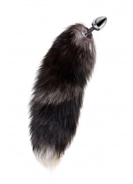 Серебристая металлическая анальная втулка с хвостом чернобурой лисы - размер S - ToyFa - купить с доставкой в Люберцах