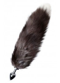 Серебристая металлическая анальная втулка с хвостом чернобурой лисы - размер S - ToyFa - купить с доставкой в Люберцах