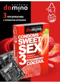 Презервативы для орального секса DOMINO Sweet Sex с ароматом клубничного коктейля  - 3 шт. - Domino - купить с доставкой в Люберцах