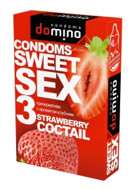 Презервативы для орального секса DOMINO Sweet Sex с ароматом клубничного коктейля  - 3 шт. - Domino - купить с доставкой в Люберцах
