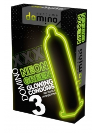 Презервативы DOMINO Neon Green со светящимся в темноте кончиком - 3 шт. - Domino - купить с доставкой в Люберцах