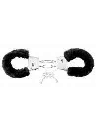 Меховые чёрные наручники Beginner s Furry Cuffs - Pipedream - купить с доставкой в Люберцах