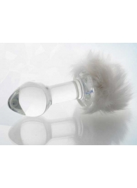 Стеклянная анальная втулка с хвостиком - 9,5 см. - Sexus - купить с доставкой в Люберцах