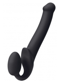 Черный безремневой страпон Silicone Bendable Strap-On M - Strap-on-me - купить с доставкой в Люберцах