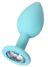 Мятная анальная пробка с прозрачным кристаллом Brilliant - 7 см. - ToyFa - купить с доставкой в Люберцах