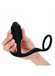 Черное эрекционное кольцо с анальным плагом Snug   Tug - b-Vibe - в Люберцах купить с доставкой