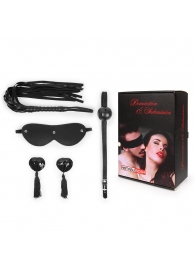 Эротический набор в черном цвете: маска, кляп, пэстисы, плётка - Notabu - купить с доставкой в Люберцах