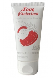 Лубрикант на водной основе с ароматом малины Love Protection Strawberry - 50 мл. - Lola Games - купить с доставкой в Люберцах
