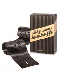 Черные ленты для связывания SILKY SENSUAL HANDCUFFS - Bijoux Indiscrets - купить с доставкой в Люберцах