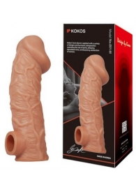 Телесная насадка на фаллос с фиксацией мошонки EXTREME SLEEVE - 15,6 см. - KOKOS - в Люберцах купить с доставкой