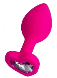 Розовая анальная втулка Diamond Heart с прозрачным кристаллом - 8 см. - ToyFa - купить с доставкой в Люберцах