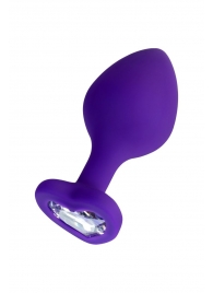 Фиолетовая анальная втулка Diamond Heart с прозрачным кристаллом - 8 см. - ToyFa - купить с доставкой в Люберцах