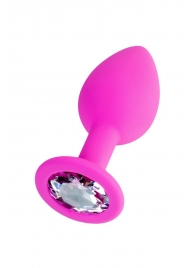 Розовая анальная втулка Brilliant с прозрачным кристаллом - 7 см. - ToyFa - купить с доставкой в Люберцах