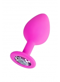 Розовая анальная втулка Brilliant с прозрачным кристаллом - 8 см. - ToyFa - купить с доставкой в Люберцах