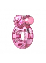 Розовое эрекционное кольцо с вибрацией Pink Bear - Baile - в Люберцах купить с доставкой