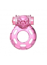 Розовое эрекционное кольцо с вибрацией Pink Bear - Baile - в Люберцах купить с доставкой