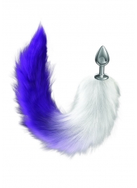 Серебристая анальная пробка с фиолетовым хвостом Galaxy - Lola Games - купить с доставкой в Люберцах