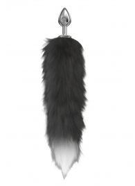 Серебристая анальная пробка с черным хвостом Starlit - Lola Games - купить с доставкой в Люберцах