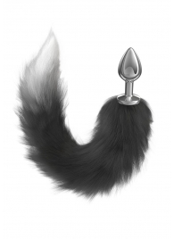 Серебристая анальная пробка с черным хвостом Starlit - Lola Games - купить с доставкой в Люберцах
