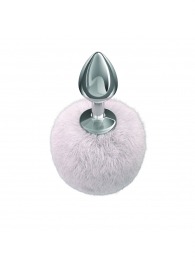 Серебристая анальная пробка с белым пушистым хвостиком Twinkle - Lola Games - купить с доставкой в Люберцах