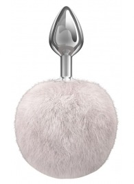 Серебристая анальная пробка с белым пушистым хвостиком Twinkle - Lola Games - купить с доставкой в Люберцах