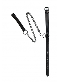 Черный ошейник Sin с поводком - Lola Games - купить с доставкой в Люберцах