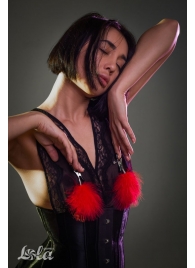 Зажимы на соски с красным пухом Euphoric - Lola Games - купить с доставкой в Люберцах