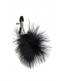 Зажимы на соски с черным пухом Euphoric - Lola Games - купить с доставкой в Люберцах