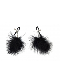 Зажимы на соски с черным пухом Euphoric - Lola Games - купить с доставкой в Люберцах