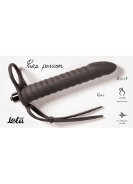 Черная вибронасадка для двойного проникновения Rori - 17 см. - Lola Games - купить с доставкой в Люберцах