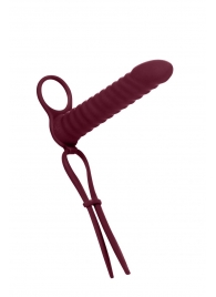 Бордовая вибронасадка для двойного проникновения Rori - 17 см. - Lola Games - купить с доставкой в Люберцах