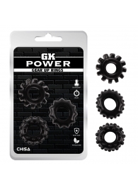 Набор из 3 черных эрекционных колец Gear Up Rings - Chisa - в Люберцах купить с доставкой