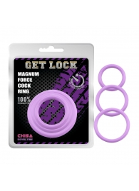 Набор из 3 сиреневых эрекционных колец Magnum Force Cock Ring - Chisa - в Люберцах купить с доставкой