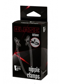 Черные зажимы на соски на цепочке BLAZE DELUXE NIPPLE CLAMPS - Dream Toys - купить с доставкой в Люберцах