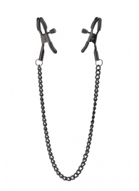 Черные зажимы на соски на цепочке BLAZE DELUXE NIPPLE CLAMPS - Dream Toys - купить с доставкой в Люберцах