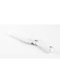 Белая двустороння шлепалка из натуральной кожи и меха - 35 см. - БДСМ Арсенал - купить с доставкой в Люберцах