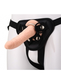 Телесный страпон на черных трусиках STRAP ON REAL DILDO - 20 см. - Dream Toys - купить с доставкой в Люберцах