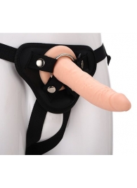 Телесный страпон на черных трусиках STRAP ON REAL DILDO - 20 см. - Dream Toys - купить с доставкой в Люберцах