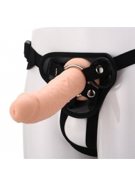 Черные трусики с телесной насадкой STRAP ON REAL DILDO - 21 см. - Dream Toys - купить с доставкой в Люберцах