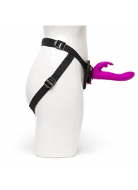 Лиловый страпон Rechargeable Vibrating Strap-On Harness Set - 17,6 см. - Happy Rabbit - купить с доставкой в Люберцах