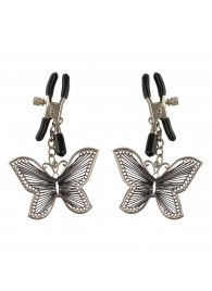 Зажимы на соски с бабочками Butterfly Nipple Clamps - Pipedream - купить с доставкой в Люберцах