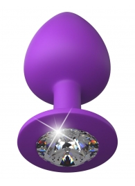 Фиолетовая анальная пробка со стразом Her Little Gem Large Plug - 9,5 см. - Pipedream - купить с доставкой в Люберцах