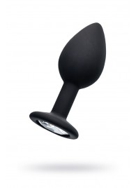 Черная анальная втулка с прозрачным стразом - 7,2 см. - POPO Pleasure - купить с доставкой в Люберцах