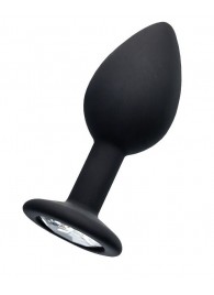 Черная анальная втулка с прозрачным стразом - 7,2 см. - POPO Pleasure - купить с доставкой в Люберцах